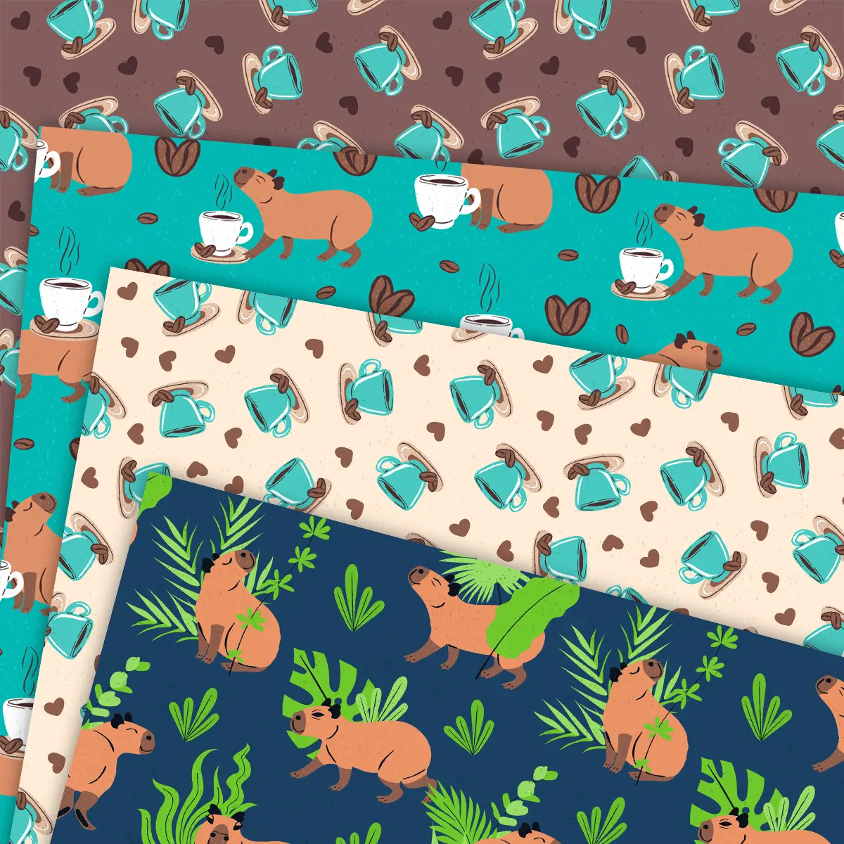 Capybara Digital Paper Set for Scrapbooking and Journaling Watercolor Animal Print Designs Seamless Patterns for Craft Projects 6 Capybara Digital Paper Set for Scrapbooking and Journaling Watercolor Animal Print Designs Seamless Patterns for Craft Projects