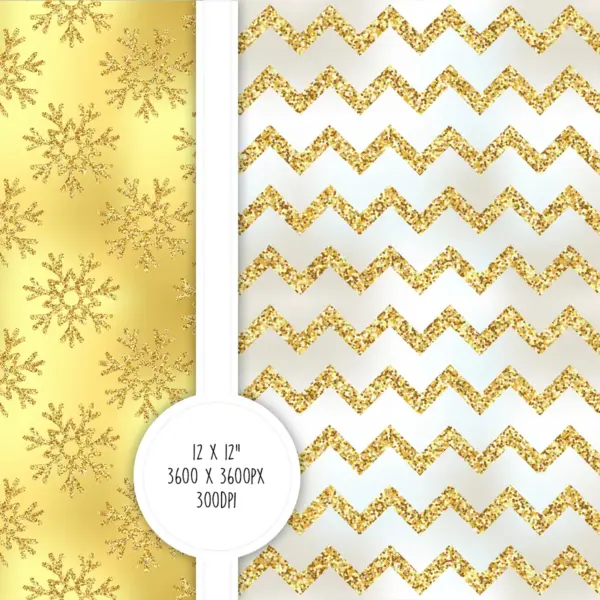 Classic Whimsical Gold Snowflake Digital Paper Set for Winter Crafts, Holiday Scrapbooking, and Festive Invitation Backgrounds