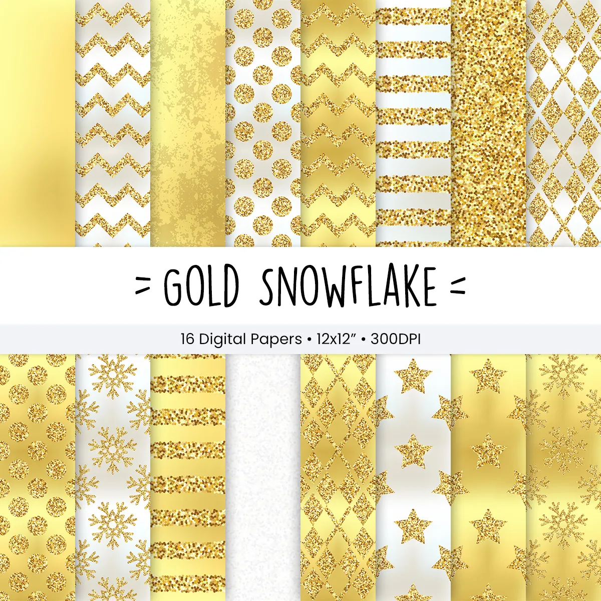 Classic Whimsical Gold Snowflake Digital Paper Set for Winter Crafts, Holiday Scrapbooking, and Festive Invitation Backgrounds 1 Classic Whimsical Gold Snowflake Digital Paper Set for Winter Crafts, Holiday Scrapbooking, and Festive Invitation Backgrounds
