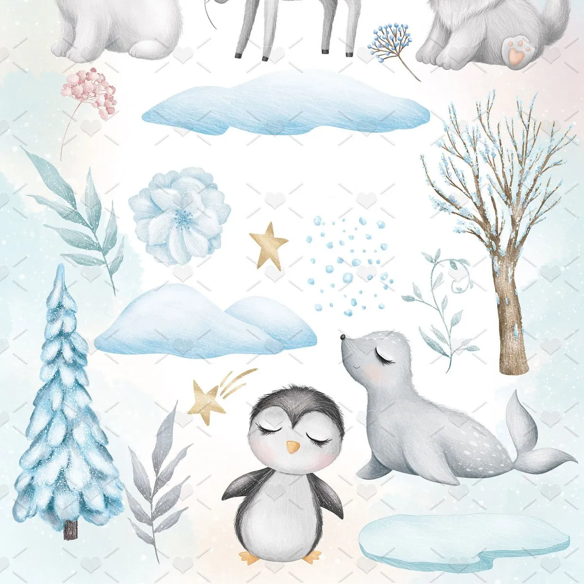 Cute Arctic Animals Clipart Set for Winter Crafts and Digital Projects Featuring Polar Bear Penguin Arctic Fox and Seal 4 Cute Arctic Animals Clipart Set for Winter Crafts and Digital Projects Featuring Polar Bear Penguin Arctic Fox and Seal