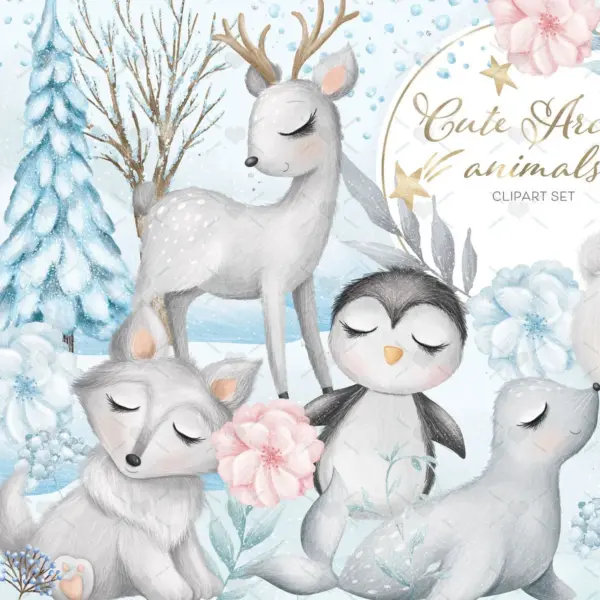 Cute Arctic Animals Clipart Set for Winter Crafts and Digital Projects Featuring Polar Bear Penguin Arctic Fox and Seal 13 Cute Arctic Animals Clipart Set for Winter Crafts and Digital Projects Featuring Polar Bear Penguin Arctic Fox and Seal