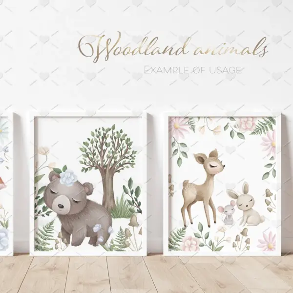 Cute Woodland Animals Clipart Set for Digital Planners and Scrapbooking Projects with Hand Drawn Forest Creatures