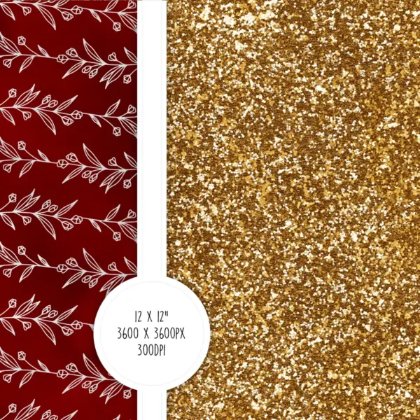 Floral Christmas Digital Paper Pack for Scrapbooking and Holiday Crafts with Vintage Botanicals and Poinsettia Patterns