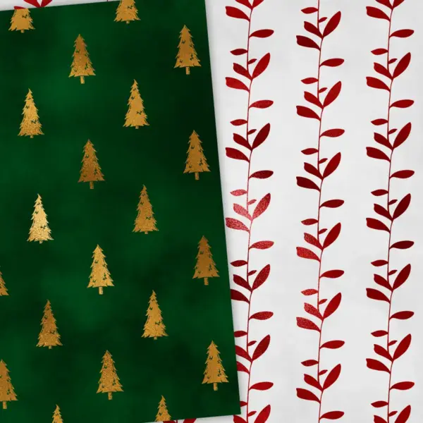 Floral Christmas Digital Paper Pack for Scrapbooking and Holiday Crafts with Vintage Botanicals and Poinsettia Patterns