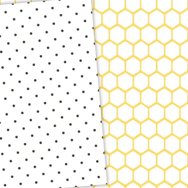Little Bee Digital Papers Set for Scrapbooking and Card Making, Honeycomb Patterns, Floral Bee Stationery Designs, Spring Craft Projects