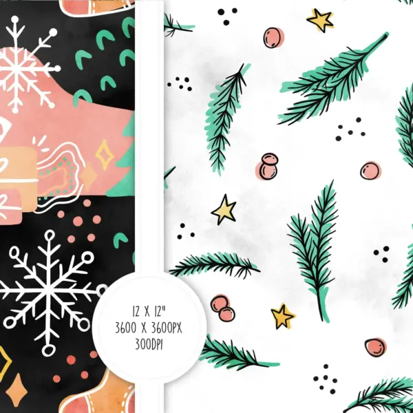 Pastel Holiday Digital Paper Set Soft Winter Patterns for Scrapbooking Invitations Junk Journals Printable Craft Backgrounds