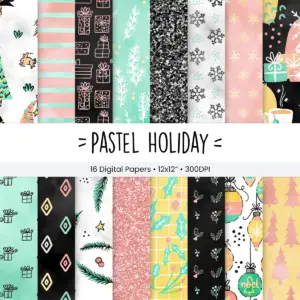 Pastel Holiday Digital Paper Set Soft Winter Patterns for Scrapbooking Invitations Junk Journals Printable Craft Backgrounds 19 Pastel Holiday Digital Paper Set Soft Winter Patterns for Scrapbooking Invitations Junk Journals Printable Craft Backgrounds