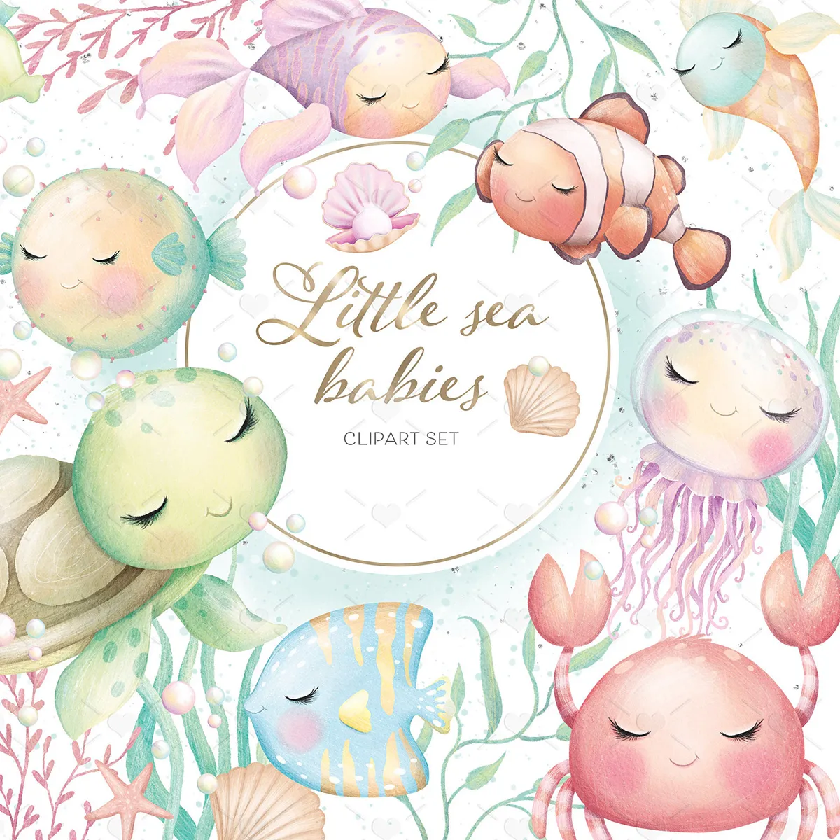 Under The Sea Watercolor Clipart Set for Scrapbooking and Digital Invitations Ocean Life Illustrations with Whales Turtles and Jellyfish 1 Under The Sea Watercolor Clipart Set for Scrapbooking and Digital Invitations Ocean Life Illustrations with Whales Turtles and Jellyfish