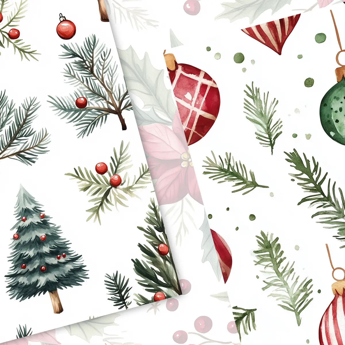 Watercolor Christmas Burgundy and Green Digital Paper Set for Holiday Crafts, Scrapbooking, and Invitation Backgrounds with Botanical Patterns 4 Watercolor Christmas Burgundy and Green Digital Paper Set for Holiday Crafts, Scrapbooking, and Invitation Backgrounds with Botanical Patterns