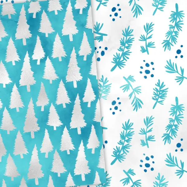 Winter Snowflake Digital Paper Set for Scrapbooking and Card Making Seamless Patterns Blue Silver White Backgrounds