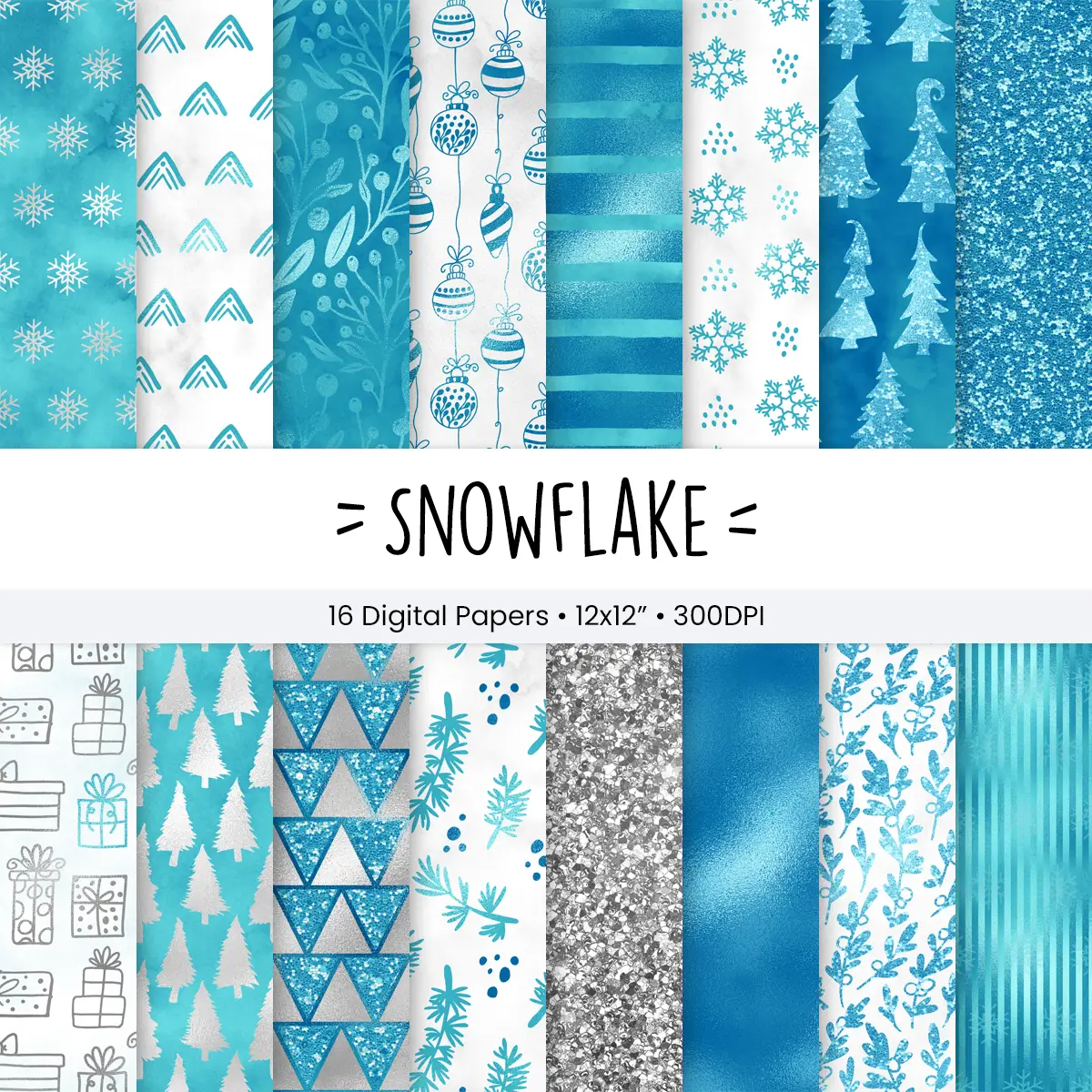 Winter Snowflake Digital Paper Set for Scrapbooking and Card Making Seamless Patterns Blue Silver White Backgrounds 1 Winter Snowflake Digital Paper Set for Scrapbooking and Card Making Seamless Patterns Blue Silver White Backgrounds