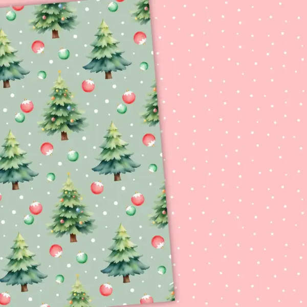 Woodland Christmas Digital Paper Set with Vintage Forest Animals and Pine Trees for Scrapbooking and Holiday Card Making