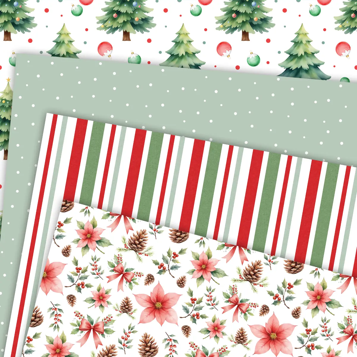 Woodland Christmas Digital Paper Set with Vintage Forest Animals and Pine Trees for Scrapbooking and Holiday Card Making 6 Woodland Christmas Digital Paper Set with Vintage Forest Animals and Pine Trees for Scrapbooking and Holiday Card Making